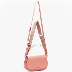 Anne Klein Women's Saddle Shoulder Bag with Logo Web Strap, Mellow Peach, Medium